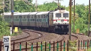 AJNI WAP-7 Telangana Express cruises past curve under beautiful SKY!