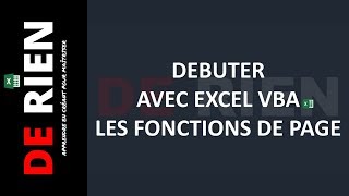 Débuter avec Excel VBA les fonctions de page | Tutoriel Excel - DE RIEN