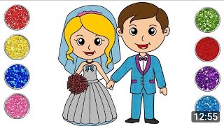 Cute Bride 👰🤵and Groom ,Coloring & Painting for Kids and Toddlers,27