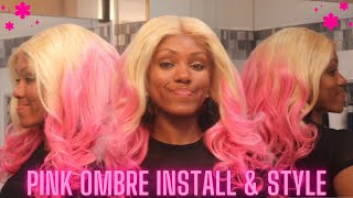 Blonde to pink ombre install & style | (amazon wig) (part 2) | Ashley Lynn Beauty