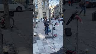 Musician did a cover of Bitter Symphony by The Verve in Old Montreal #FoodandTravelNau