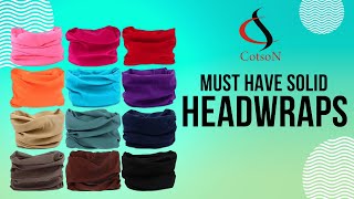 Unisex Plain Solid 9 in 1 Multi Purpose Headwrap Bandana Neck Wrap and Cover