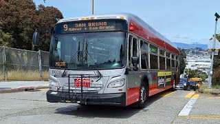 SF Muni: 2013 New Flyer XDE40 #8606 on 9 San Bruno (Burton HS School Tripper)