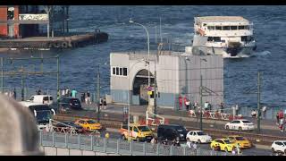 4K - Galata Bridge 2, istanbul, Turkey - August 2021 / 400mm Lens