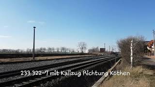 DB 233 322-7 bei der Ausfahrt mit Kalizug