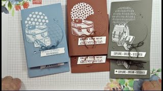 Three Cool Monotone Cards with Next Destination