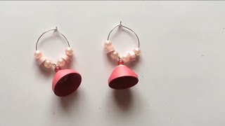 Quilling Jhumka Earrings with beads | #Quilling Paper Earrings