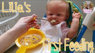 Lilia Is 3 Months Old🥳Reborn Baby Afternoon Routine🌞First Time Feeding Reborn Lilia Baby Cereal😋