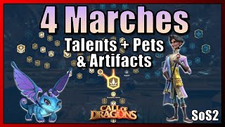 Building my 4 Marches! Talents + Pets + Artifacts | SoS2 - Call of Dragons