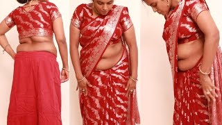 Saree Draping Low Waist perfectly For Curvy Women | Silk Satin saree Draping style