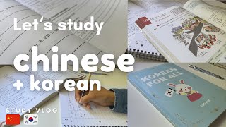 Study Chinese and Korean with me | 🇨🇳📖🇰🇷 | a chill study vlog