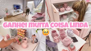 DECOREI MEU CANTINHO DO CAFÉ E LIMPEI A CASA 🩷 | Tayane Silvia