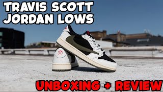 UNBOXING AFFORDABLE TRAVIS SCOTT JORDAN 1 LOWS + ON FEET - SNEAKER Review!