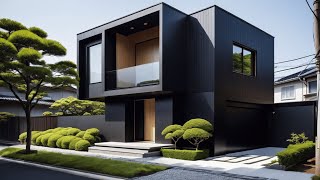 Minimalist Black Home with Courtyard Garden: Landscape Ideas for a Modern Oasis