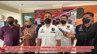 Kasat Reskrim Pimpin Kegiatan Press Release Ungkap Kasus Penipuan dan Penggelapan Modus Arisan Motor