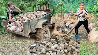 Building a bachelor farm. Stone farm building. Transporting stone for material by tractor / Gia Bảo