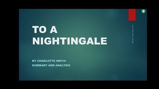 TO A NIGHTINGALE POEM BY CHARLOTTE SMITH SUMMARY AND ANALYSIS