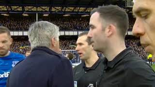 Carlo Ancelotti Red Card, Everton 1-1 Manchester United.