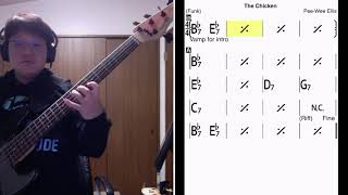 "The Chicken" Real Bass Backing Track with iReal Pro【KeyB♭ Funk Tempo110】