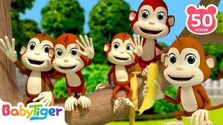 五只猴子蹦蹦跳🙉🙈🙊🐵🐒 | 兒童學習 | 兒歌童謠 | babytiger 中文 | kids Songs