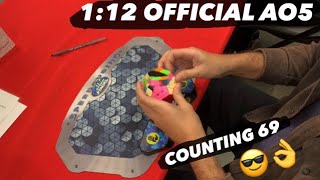 Official 1:12.31 Megaminx PR ao5, 1:07.51 PR single