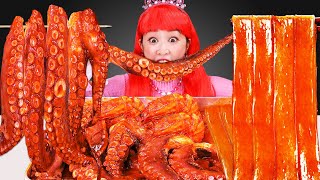 🔥Spicy Rose Gaint Octopus Glass Noodles Mukbang🔥인어공주의 핵불닭 로제 대왕문어 중국당면 먹방 JiniYum 지니얌