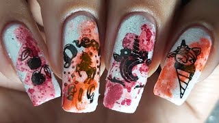 Ink Splatter Unicorn Nails