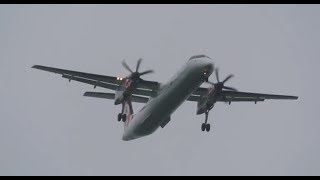 DHC 8 402Q Dash 8, Eurolot (SP-EQI), landing at Warsaw Chopin Airport