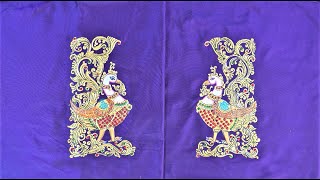 Tanjore Style Fabric Painting #46 l Elegant Tanjore Bird painting on a blouse l Painting Tutorial