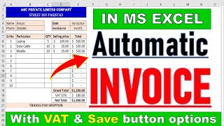 how to create bill invoice in excel 🔥 with VAT & save options | create fully automatic invoice bill