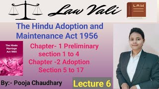 The Hindu Adoption and Maintenance Act 1956 Chapter 1 Preliminary Chapter 2 Adoption Section 1 to 17