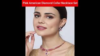 White and Pink American Diamond Collar Necklace Set  Women and Girls #shorts #nsoni