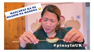 MAASIM NA MANGGA ANG TINIRA KO HABANG NAG-AANTAY KAY ASAWA 🤤 #pinayinuk #mukbang #greenmango