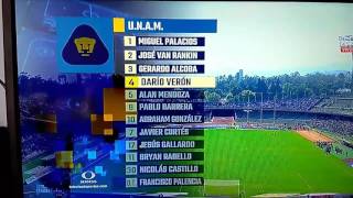 Pumas vs cruz azul (Alineación)