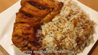 Hühnchen Grill mit Reis Rezept/Chicken tikka kebab with plain rice recipe by tasty food recipes