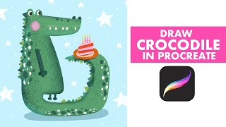 Fun CROCODILE Anyone Can Draw - Easy Step-By-Step Procreate Tutorial - Digital Illustration On iPad🐊