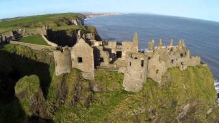 FPV flight over Dunluce Castle video 1.