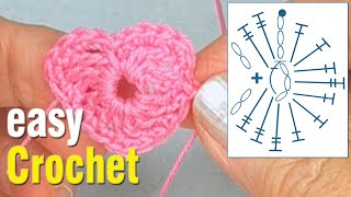 Crochet: How to Crochet a simple Heart for beginners. Free crochet pattern.