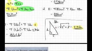 Oberfläche von Kegeln berechnen. S. 51 Nr. 1 + 7