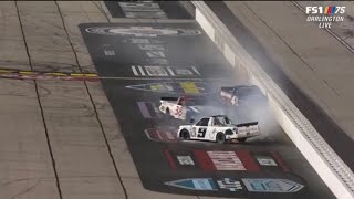 ZANE SMITH CHASE PURDEY OTHERS CRASH - 2023 BUCKLE UP SOUTH CAROLINA 200 NASCAR TRUCKS DARLINGTON