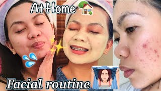 AT HOME FACIAL ROUTINE | DIY Facial spa treatment | for Acne prone skin and Dark spots treatment