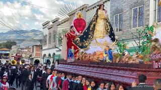 Procesión con la Consagrada imagen de la Inmaculada Concepción, catedral de Huehuetenango.