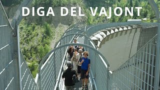 Camminata sulla diga del Vajont percorso a piedi sulla diga intatta panorama  frana monte Toc 1963