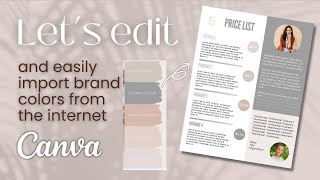 How to find brand colors on the internet and import into the FREE version of Canva for your design