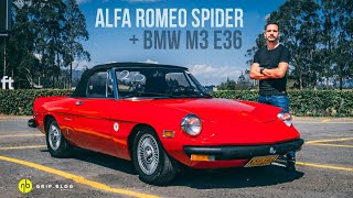 En la pista con un Alfa Romeo Spider y un BMW M3 E36