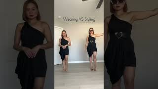 Wearing VS Styling - One Shoulder Dress 🖤 #shorts