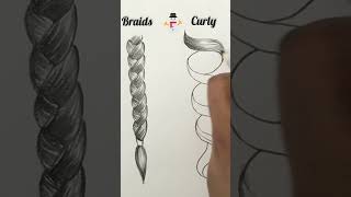 How To Draw Curly Hair Braids #shorts #drawing #youtubeshorts #pencildrawing