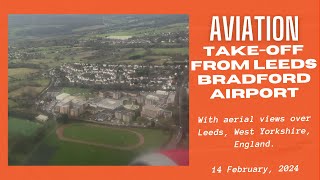 Jet2 LS271 take-off from Leeds Bradford Airport, Leeds, West Yorkshire, England - 14 February, 2024