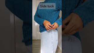 Fashion hack- Tucking sweater with a hair tie in 3ways.. #hacks #ytshorts #shorts