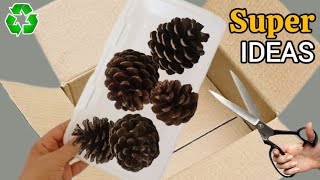 Genius Recycle Idea with  Plastic Lid and pine cone.! Amazing trick & I make MANY and SELL them all!